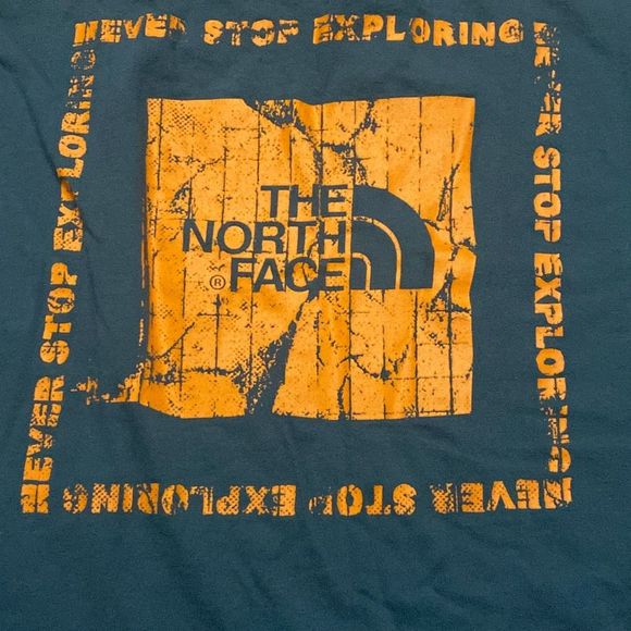 The North Face Blue and Orange Short Sleeve Crew Neck T Shirt Men XL - Picture 2 of 7